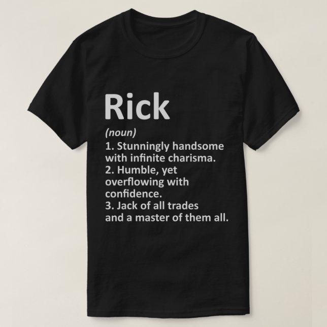 T-shirt RICK Définition Nom personnalisé Funny Birthday G (Design devant)