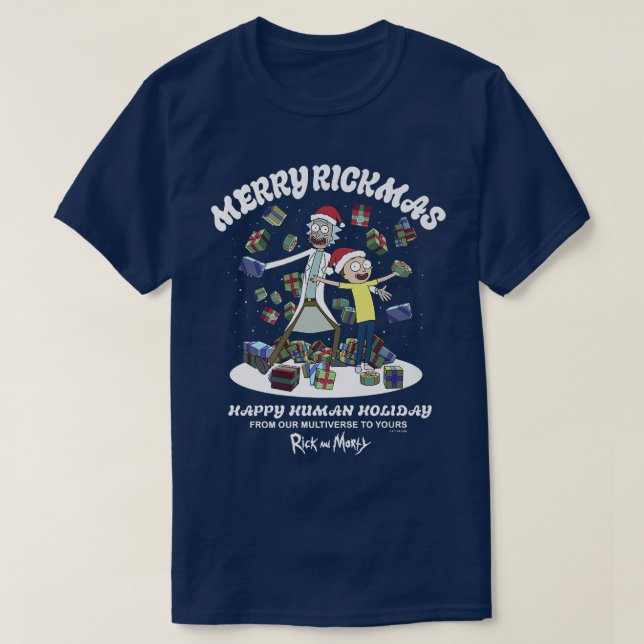 T-shirt Rick et Morty Noël Joyeux Rickmas Happy Human (Design devant)