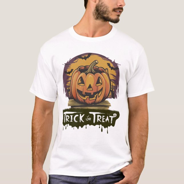 T-shirt Rick ou traiter Retro Citrouille Bucket Halloween (Devant)