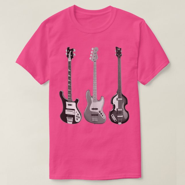T-shirt Rickenbacker Fender et Hofner basses (Design devant)