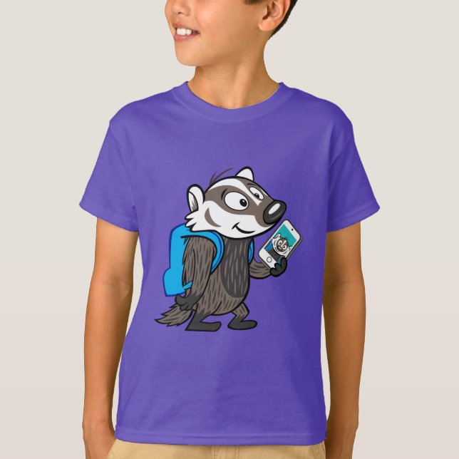 T-shirt Ricky Raccoon | Selfie Badger Boomer (Devant)