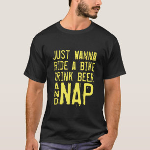 T-shirt ride bike drink bière nap drôle biker chemise