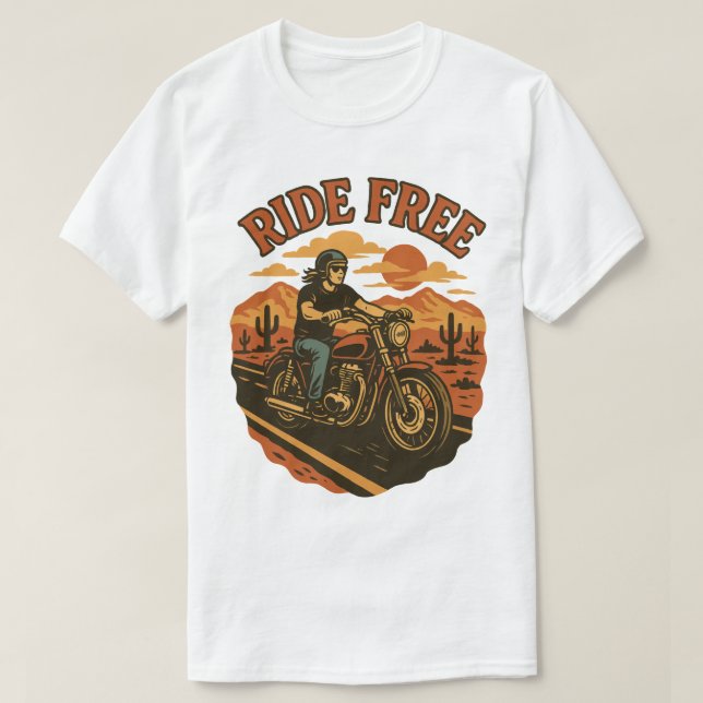T-shirt Ride Gratuit Moto Vintage Aventure Art (Design devant)