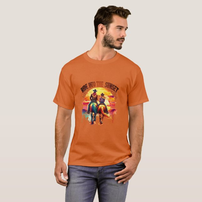 T-shirt ✨"Ride in the Sunset" Cowboy Ranch Shirt – Perfect (Devant entier)