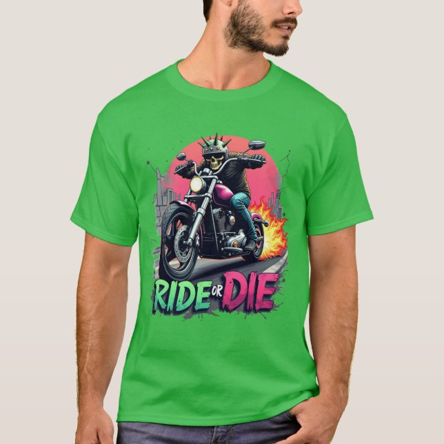 T-shirt Ride or Die - Bold Urban Biker Design graphique (Devant)