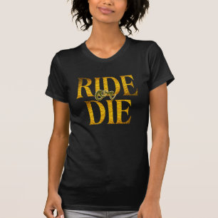 T-shirt Ride or Die golden free spirit Biker chemise femme