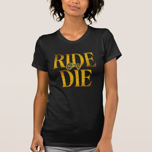 T-shirt Ride or Die golden free spirit Biker chemise femme (Devant)