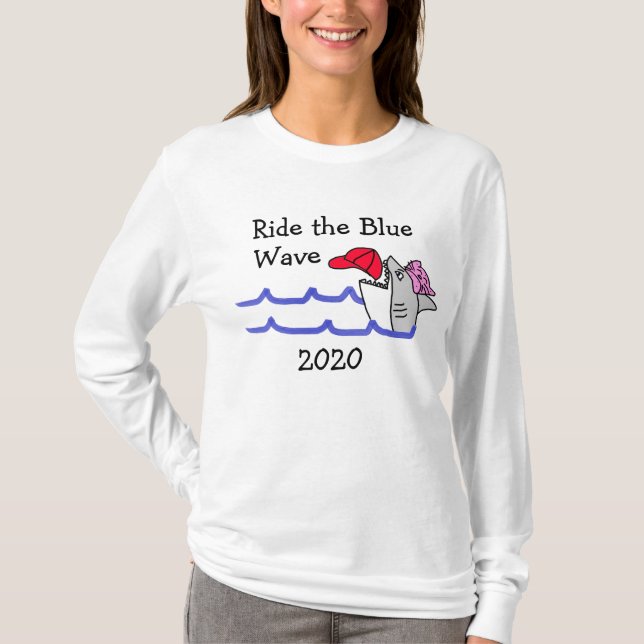 T-shirt Ride the Blue Wave Democrat Support Politique (Devant)