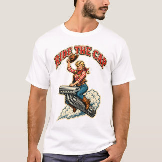 T-shirt Ride the Cap – Rasage humide Cowgirl Vintage