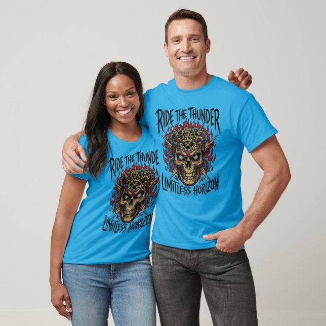 T-shirt Ride The Thunder Shirt – Graphisme de Crâne Mécani (Unisexe)