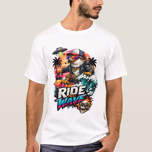 T-shirt Ride the Wave Eagle Surfer (Devant)