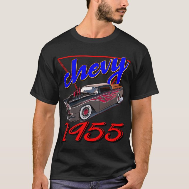 T-shirt Ride Vintage Muscle Car 1955 Chevy (Devant)