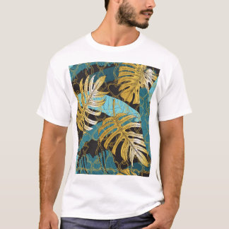 T-shirt Rideau de chaîne d'or, feuilles tropicaux.