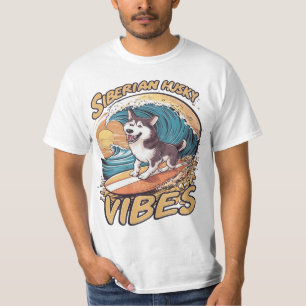 T-shirt Rider de la vague : Sibérie Husky Chig Catching Wa