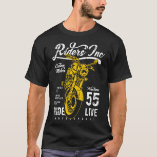 T-shirt Riders Inc 1955 Vintage Retro Motorcycle Distresse