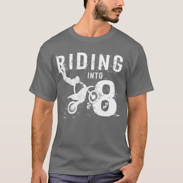 T-shirt Riding Into 8 Years Old Birthday Boy Dirt (Devant)