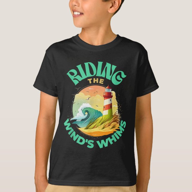 T-shirt Riding The Wind's Whims Ocean Humor Lighthouse Sce (Devant)