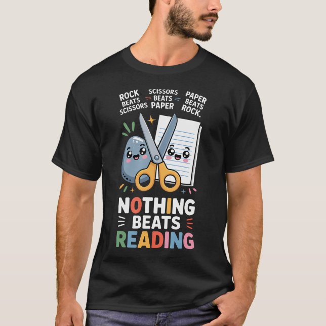 T-shirt Rien ne vaut la lecture Pierre Feuille Ciseaux (Devant)