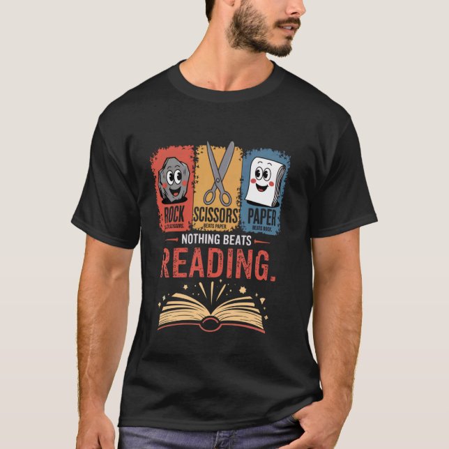 T-shirt Rien ne vaut la lecture Rock Paper Scissors Lecteu (Devant)