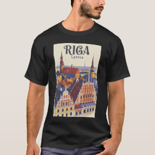 T-shirt Riga Lettonie Illustration Voyage Art Vintage