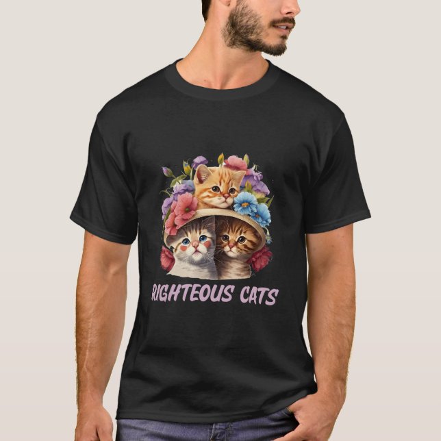 T-shirt Righteous Cats Cat Humor Kitten Cat Mom (Devant)