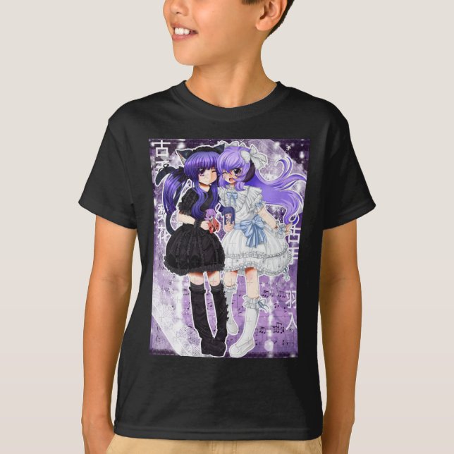 T-shirt Rika Furude And Hanyuu Sticker  (Devant)