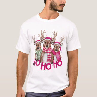 T-shirt Rindeer à l'aquarelle de Noël et HO HO
