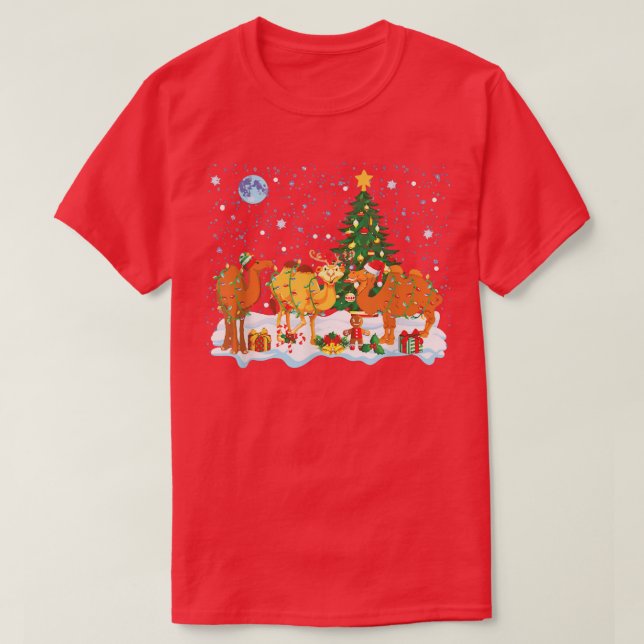 T-shirt Rindeer Camel Drôle lumières de Noël (Design devant)