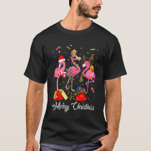 T-shirt Rindeer de Flamant rose rose Santa Hat Amusant Joy
