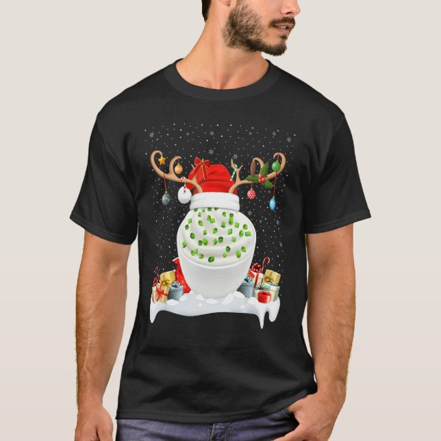 T-shirt Rindeer d'éclairage de Noël Hat Crème aigre Christ (Devant)