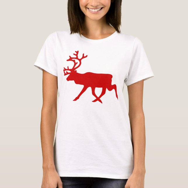 T-shirt Rindeer rouge / Silhouette caribou (Devant)