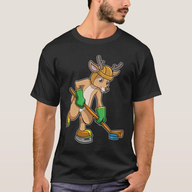 T-shirt Rinder au hockey sur glace avec bâton de hockey (Devant)