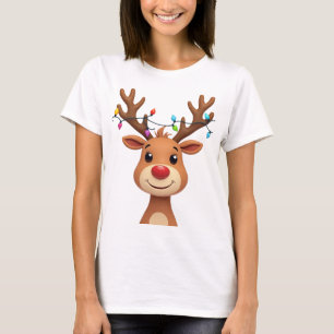 T-shirt Rinder aux lumières de Noël