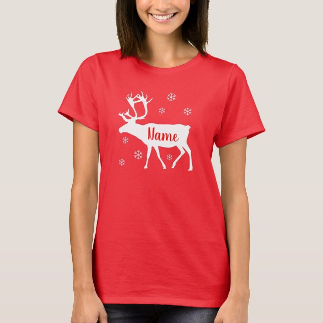 T-shirt Rinder Votre Nom Chemise de Noël personnalisée (Devant)
