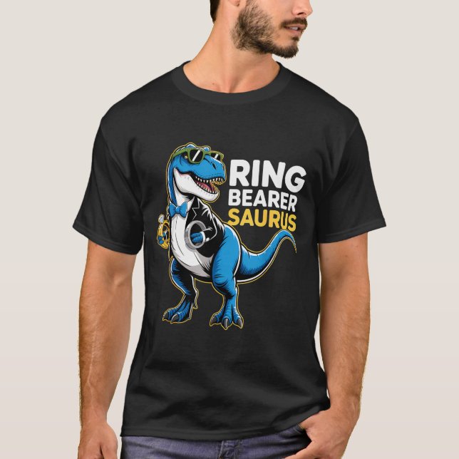 T-shirt Ring Bearer T-rex Dino Funny Wedding Party Ring Di (Devant)