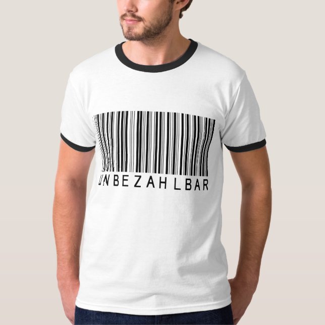 T-shirt Ringer code barre de chemise noir "UNBEZAHLBAR" al (Devant)