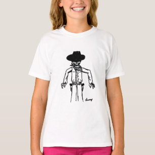 T-shirt Ringer pour filles à croquis Cowboy