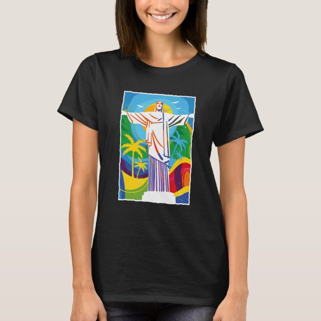 T-shirt Rio de Janeiro Cristo Redentor Brazil Skyline Silh (Devant)