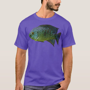 T-shirt Rio Grande Cichlid Poisson Gills Emerald Green Blu
