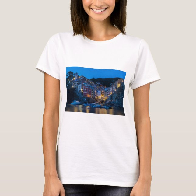 T-shirt Riomaggiore la nuit Cinque Terre Ligurie Italie (Devant)