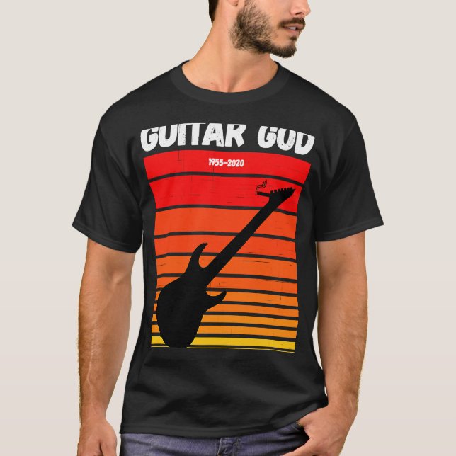 T-shirt RIP Eddie Hommage RETRO GUITAR DIEU Guitare Avec C (Devant)