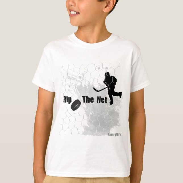 T-shirt Rip the Net Hockey Puck (Devant)