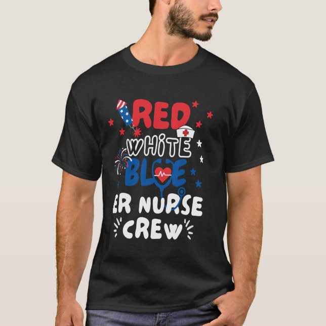 T-shirt RIR Infirmière 4 juillet Drapeau Américain Patriot (Devant)
