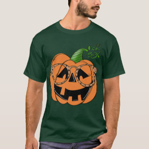 T-shirt Rire Citrouille Portant des lunettes Drôle Hallowe
