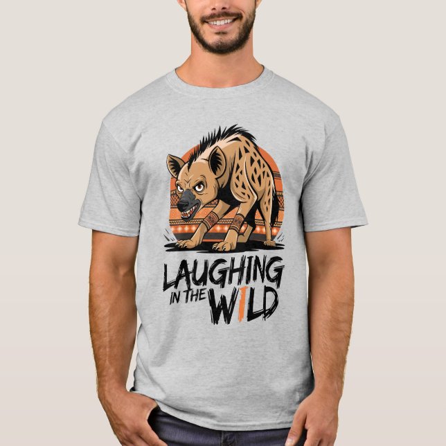 T-shirt Rire en pleine nature - Fierce Hyena Tribal Style (Devant)