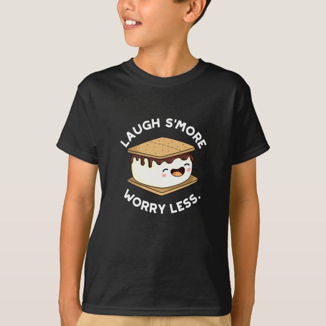 T-shirt Rire Plus Inquiète Moins Drôle Pun Plus Foncé BG (Devant)