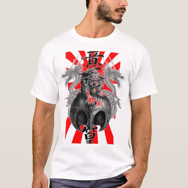 T-shirt Rising Sun Dragon Tiger - Customisé (Devant)