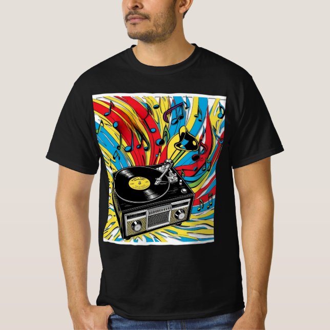 T-shirt Ritmo Retro – Tocadiscos de los 80 (Devant)
