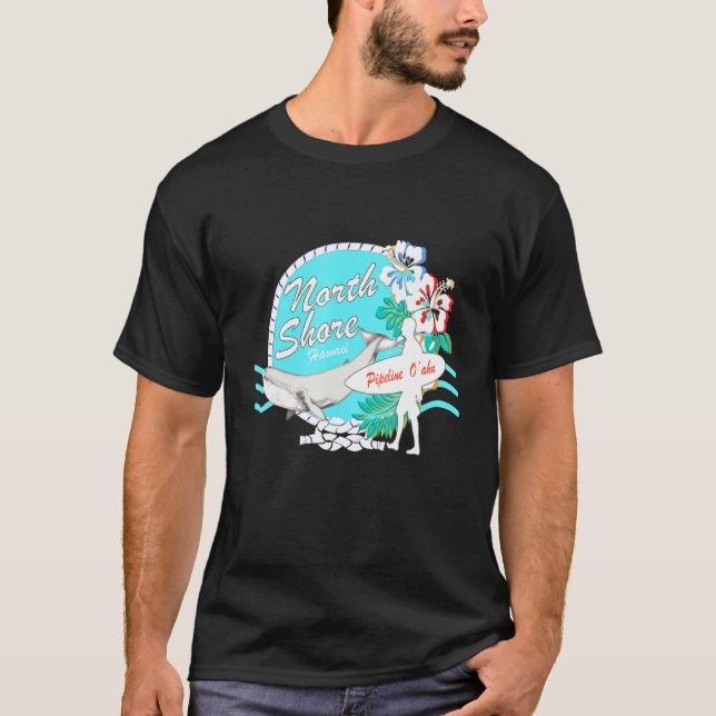 T-shirt Rive nord Oahu Surfer Pipeline Hawaii Whale Watt (Devant)