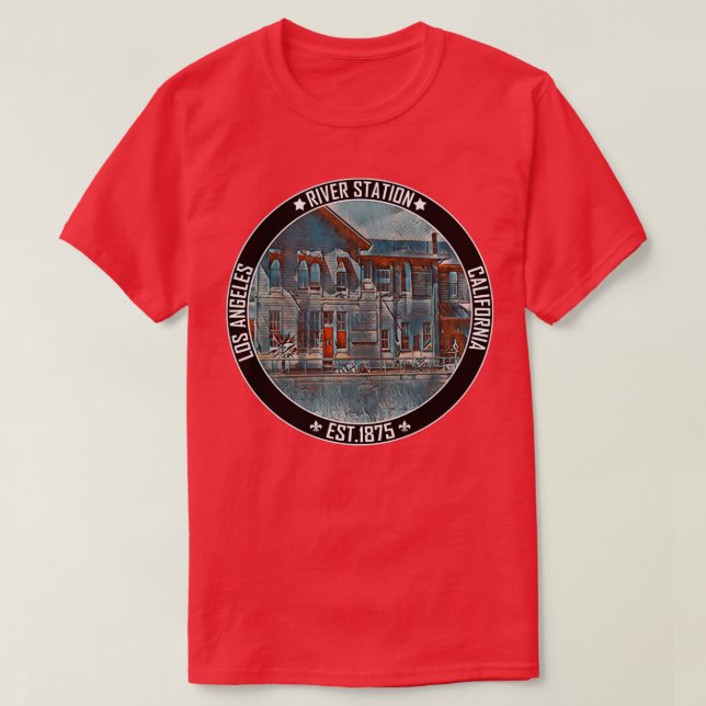 T-shirt River Station LA Los Angeles Railroad 2 (Design devant)